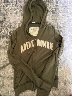 Abercrombie & Fitch Olive Green Logo Zip Hoodie